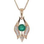 エメラルドネックレス天然石エレガント大人ペンダント10金妻嫁彼女