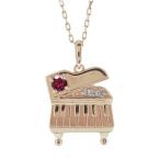 ピアノネックレスルビーペンダントレディース10金鍵盤