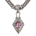 ネックレスシルバーメンズピンクトルマリンペンダント喜平チェーンシンプル