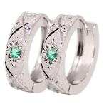 エメラルドピアスフープピアス小さめレディース中折れシルバー2個セット両耳用