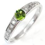 ペリドットリングハーフエタニティーリング指輪8月誕生石一粒10金