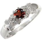 ガーネット指輪一粒リング1月誕生石18金