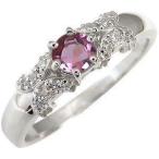 ピンクトルマリン指輪10月誕生石18金一粒リング