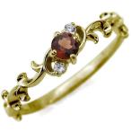 ガーネットリング唐草一粒ガーネット指輪K18ファランジリング