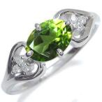 プラチナオーバルハートリングペリドット指輪大粒クリスマスポイント消化