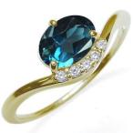 ロンドンブルートパーズ指輪大粒一粒k18リング