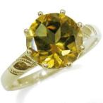 シトリン大粒リング蔦ツタ大粒指輪K10リング