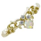 オパールリングピンキーリング18金ティアラリング指輪