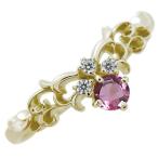 ピンクトルマリンリングピンキーリング18金ティアラリング指輪