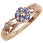 タンザナイトリングフラワー花K18指輪