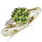 ペリドットリングK18フラワー花指輪