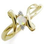 オパールリングクロスリング10金指輪レディースリング