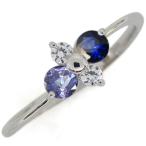 サファイア指輪シンプルレディースエレガントリングsv