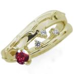 ルビー指輪アンティーク調唐草ピンキーリング10金