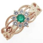 エメラルド指輪アンティーク調リング取り巻きリングK18