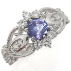 プラチナタンザナイト指輪アンティーク調ミル打ちリングクリスマスポイント消化