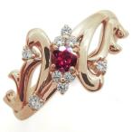 ルビーリング結婚記念日唐草指輪トライバルリング10金