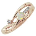 オパールリングレディースライン指輪シンプル誕生石18金