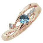 ブルートパーズリングレディースライン指輪シンプル誕生石18金