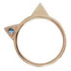 ブルートパーズ指輪18金猫ネコレディースリング