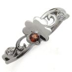 ガーネット指輪クローバーシルバー唐草四葉レディース