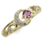 ピンクトルマリン指輪K18レディースリング月ムーンモチーフ