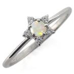 プラチナ星レディースリングオパール指輪スターリングクリスマスポイント消化