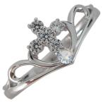 ロイヤルブルームーンストーン指輪クロスティアラレディースV字リングプラチナ...