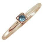 ブルートパーズリング大人シンプル華奢指輪一粒リングスクエア10金