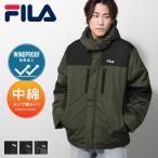 ダウンジャケット メンズ 中綿ジャケット ジャケット ブルゾン 中綿 防風 フード ロゴ刺繍 切替 FILA ファッション (fh7632)