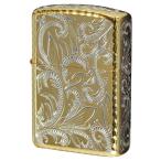 Zippo ジッポライター アーマー アラベスク 唐草 コーナーリューター加工 両面加工 ゴールドシルバーミラー Classic Arabesque CLA-D