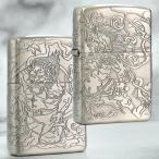 ショッピングzippo ZIPPO ジッポーライター 和柄 風神雷神 4面連続エッチング加工 NI（シルバー）