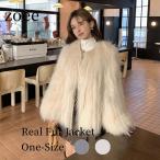 ショッピング毛皮 ラクーン ジャケット コート アウター レディース 毛皮 ベージュ/グレー フリーサイズ l1d11