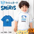  купальный костюм мужчина Rush Guard короткий рукав boys Kids SMURFS Smurf герой аниме baby UV обработка 100cm 110cm 120cm 130cm ребенок плавание одежда море хлеб лето 