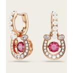 ピアス 「公式」「スワロフスキー」Symbolica ドロップピアス， クリスタル・パール， ラウンドカット， パヴェ， 蹄鉄， レッド， ローズゴー