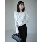 ブラウス シャツ パウダーサテンドレープトップス レディース