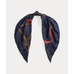 スカーフ バンダナ ベルティングプリント シルク スクエア スカーフ レディース