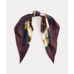 スカーフ バンダナ ロゴ エクエステリアンプリント シルク スクエア スカーフ レディース