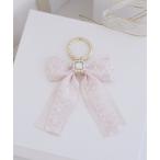 ショッピングキーリング チャーム ハシゴレースパールビジューリボンキーリング レディース