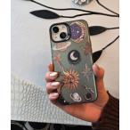 ショッピング星 スマホケース ニュアンスデザイン 刺繍風 星 月/ スマホカバー iPhoneケース ( 14 / 15 / 16 )