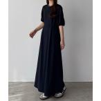 「callautia」 半袖ワンピース MEDIUM ネイビー レディース