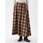 スカート シャギーチェックタックマキシスカート