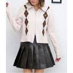 ショッピングアーガイル ニット セーター アーガイルジップニット レディース