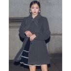 コート アウター ビッグリボンミディコート レディース