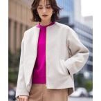 コート アウター 「上品なノーカラー」シャギージップブルゾン レディース