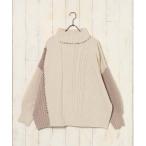 カーディガン ケーブル切替ハンドステッチプルオーバー レディース