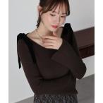 ショッピングリボン ニット セーター ベロアリボンリブニット レディース
