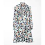 「PLAN C」 花柄長袖ワンピース 38 パープル レディース