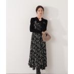 ワンピース フロントリボン花柄ドッキングワンピース / 1216140006