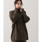 ショッピングチュニック ニット セーター タートルアシメスリットチュニック レディース